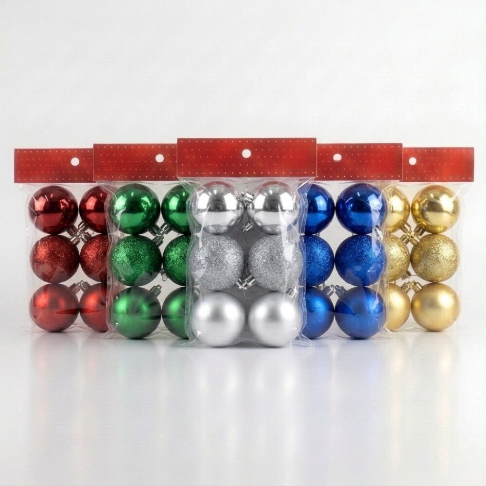 BOLA NAVIDEÑA SURTIDA x6 UND 8CM ART 1061 NAVI JAO