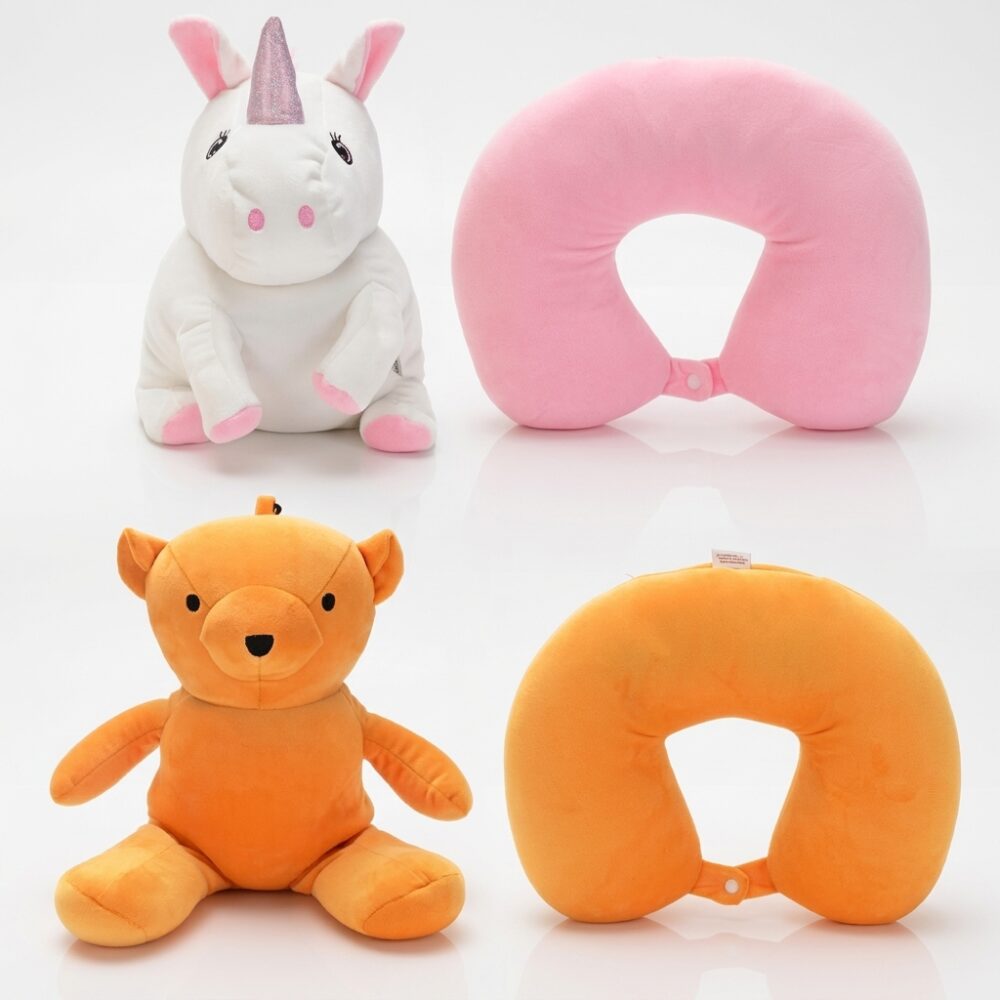 ALMOHADA VIAJE PELUCHE ANIMALES 27x27CM ART 48622 JAO
