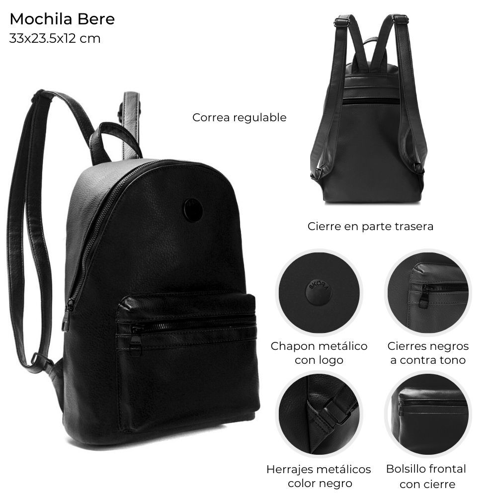 MOCHILA BERE NEGRA 33X23.5X12 ART 39916 AAO